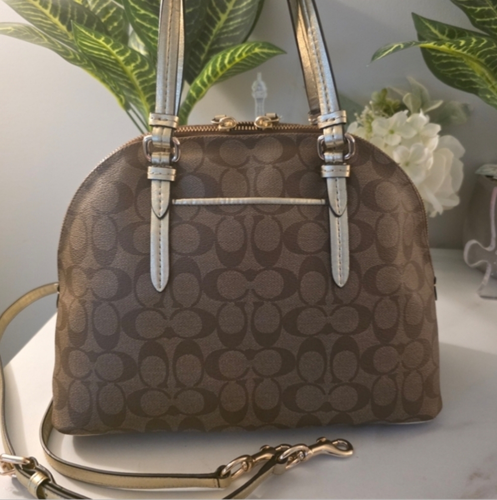 Coach Brown and Cream Signature Shoulder Bag - Picture 4 of 7